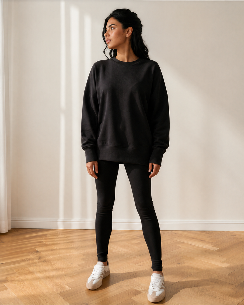 Remi Oversize Slit Sweatshirt Ribbed Leggings 2pcs Set