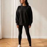 Remi Oversize Slit Sweatshirt Ribbed Leggings 2pcs Set