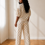 Avery Polka Dot Elastic Waist Casual Pants Set