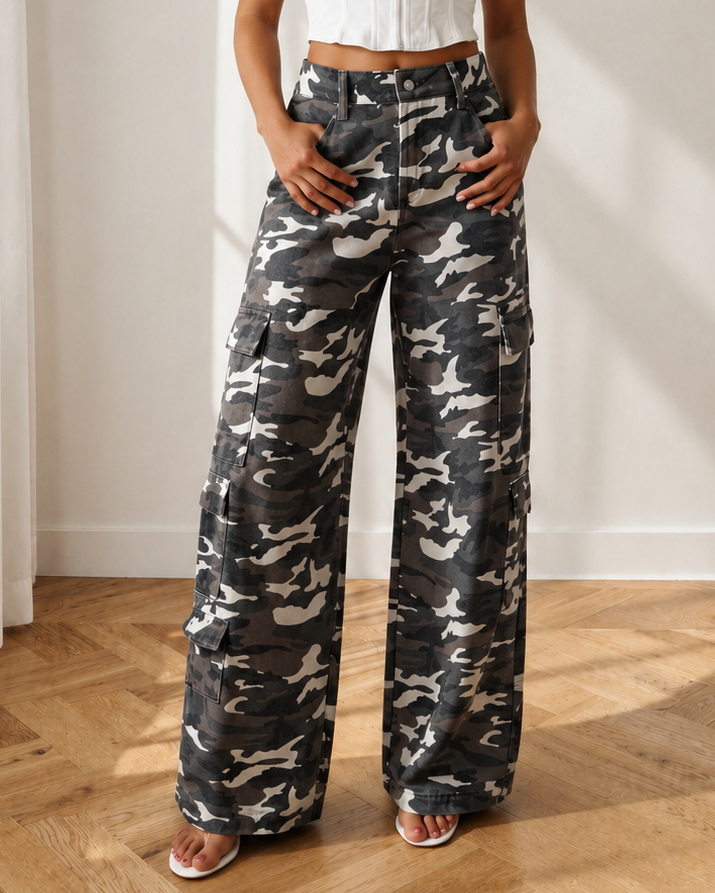 Peyton Camo Cargo Wide Leg Pants