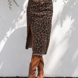 Leopard Frayed Edge Denim Skirt
