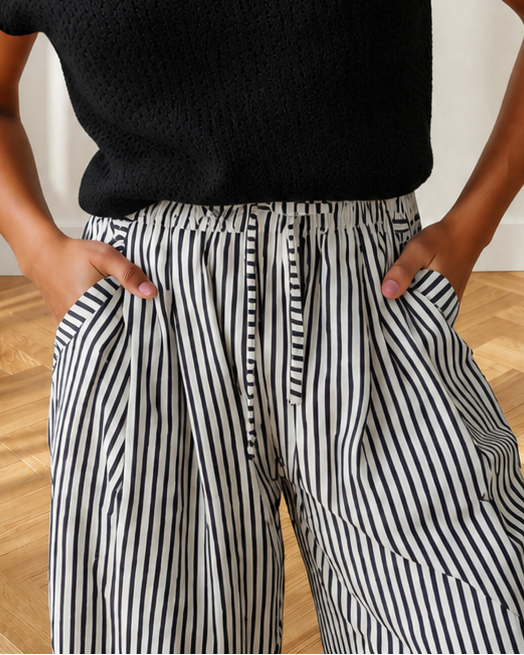 Naeve Stripe Wide Leg Casual Pants