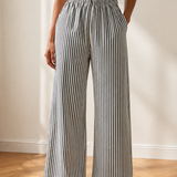 Willlow Stripe Tied High Waist Loose Straight Casual Pants