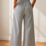 Willlow Stripe Tied High Waist Loose Straight Casual Pants
