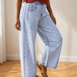 Tatum Light Washed Pull On Barrel Jeans