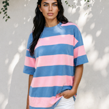 Landry Striped Color Block Oversize Tunic Tee