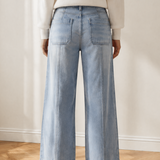 Ruby Drawstring Waist Wide Leg Ankle Length Jeans