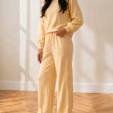 Anna Eyelet Embroidered Lace Patchwork Cropped Pullover Drawstring Pants Set