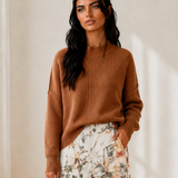 Jen Ribbed Knit Stand Neck Regular Fit Sweater