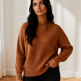 Jen Ribbed Knit Stand Neck Regular Fit Sweater