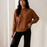 Jen Ribbed Knit Stand Neck Regular Fit Sweater