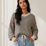 Elle Ribbed Trim Drop Shoulder Oversized Sweater