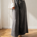 Carbon Grey Mineral Wash Button High Waist Wide Leg Jeans