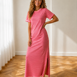 Harper Scalloped Trim Side Slit T-Shirt Dress