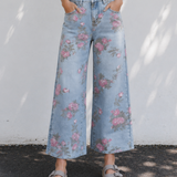 Wrenley Garden Floral Print Bootcut Jeans