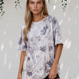 Drew Camouflage Woodland Print Drop Shoulder Tunic Tee - Gray
