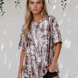Drew Camouflage Woodland Print Drop Shoulder Tunic Tee - Brown