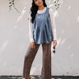 Goldie Denim Pleated Patchwork Sleeveless Top