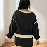 Paisley Contrast Loose Pullover and Lace-up Waist Skort Set
