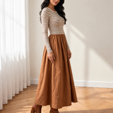 Mia Stripe Ribbed Knit Flared Dress
