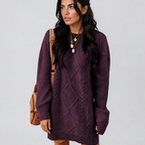 Cable Knit Drop Shoulder Loose Fit Sweater Dress