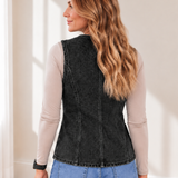 Jolene Buttoned Front Slit Denim Vest