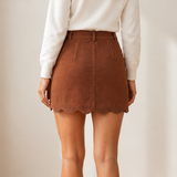 Nyla Button Front Corduroy Skirt