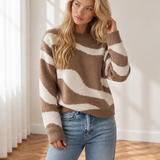 Avery Abstract Mock Neck Chic Sweater