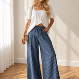 Abigail Polka Dot Wide Leg Jeans | Drawstring Denim