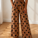Ivy Polka Dot Wide Leg Elastic Waist Casual Pants
