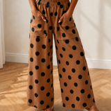 Ivy Polka Dot Wide Leg Elastic Waist Casual Pants