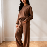 Jane Polka Dot Drawstring Wide Leg Long Sleeve Top Pant Set