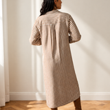 Sasha 3/4 Sleeve Round Hem Split Midi Shirt Dress