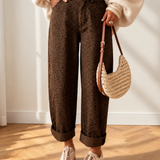 Miley Casual Leopard Print Full-Length Regular Fit Jeans
