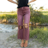 Channing Cropped Flare Jeans - Sangria - Vervet