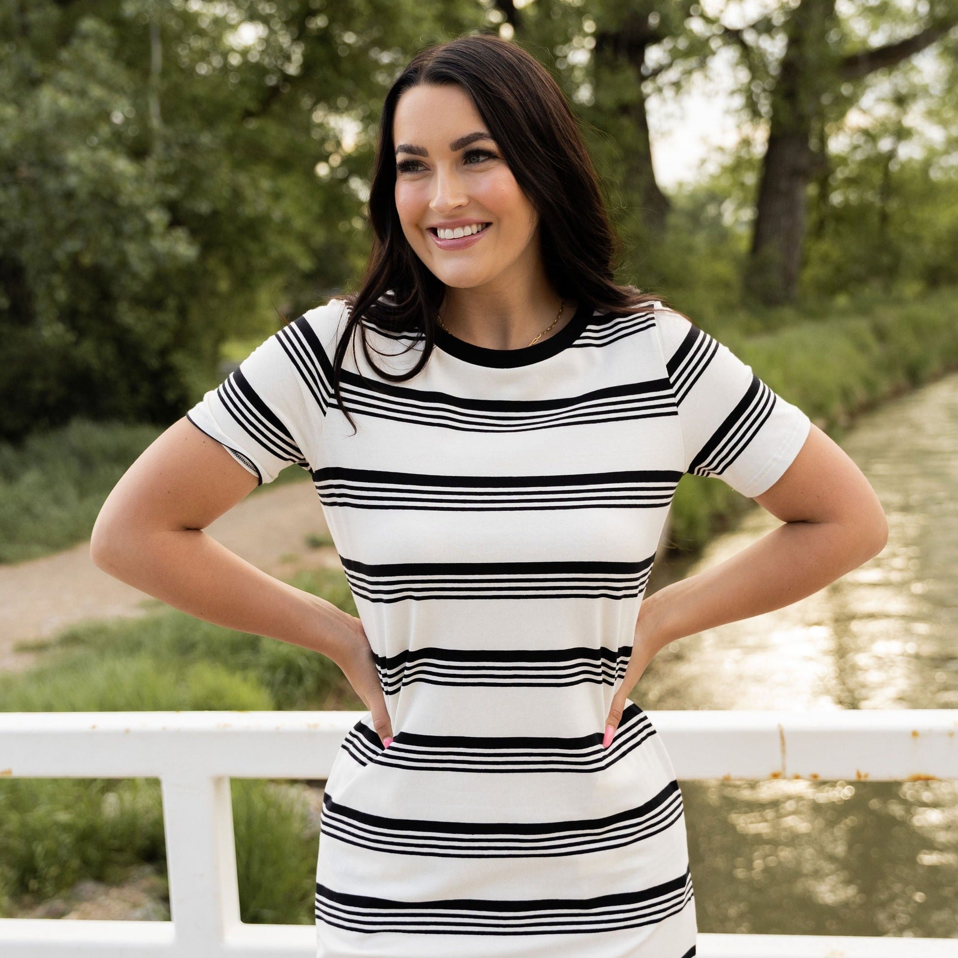 Striped Midi Dress - Black 3XL | Indie & Co | Conservative Women's Boutique Fashion Striped Midi Dress - Black 3XL | Indie & Co | Conservative Women's Boutique Fashion