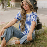 Striped Boyfriend Tee - Blue