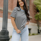 Striped Boyfriend Tee - Black