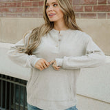 Addison Ribbed Texture Drop Shoulder Henley Knit Top