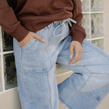 Beau Raw Hem Wide Leg Denim Pants