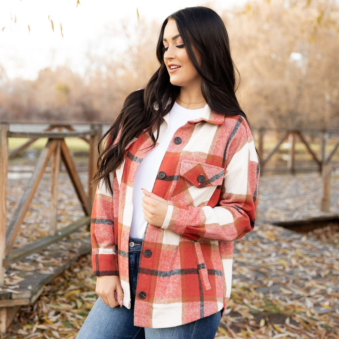 Beth Plaid Shacket - Spice