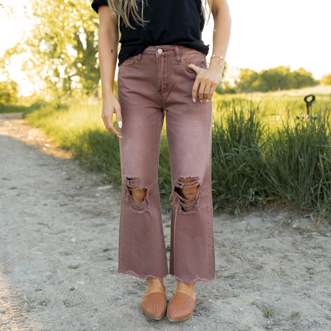 Channing Cropped Flare Jeans - Light Mahogany - Vervet