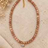 Bailey Necklace - Peach Moonstone