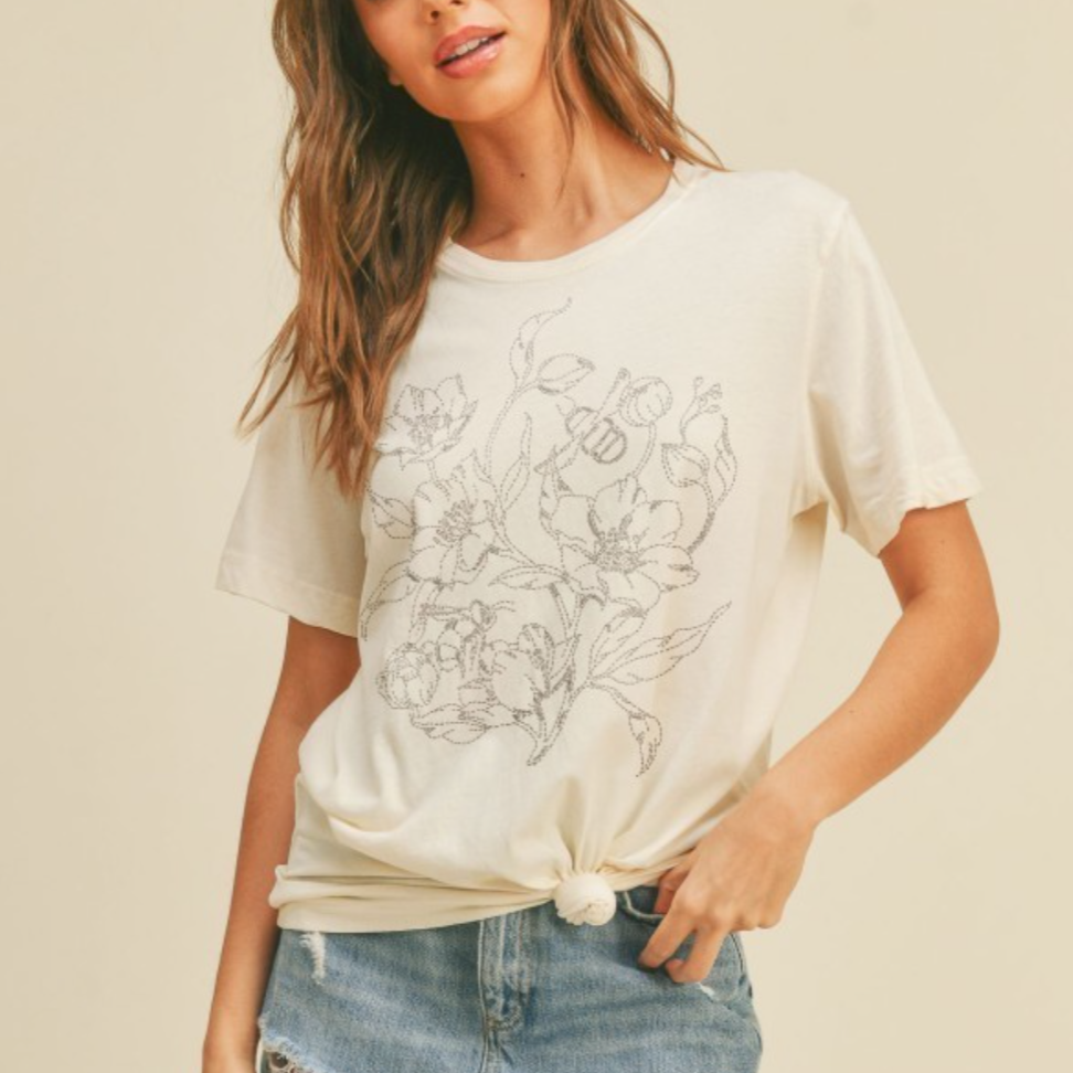 Floral Graphic Tee - Vintage White