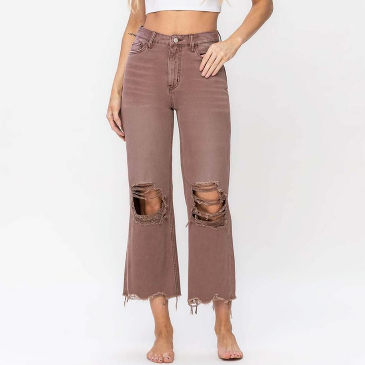 Channing Cropped Flare Jeans - Light Mahogany - Vervet