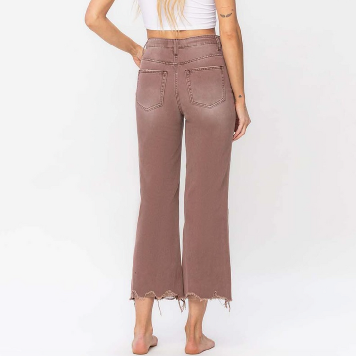 Channing Cropped Flare Jeans - Light Mahogany - Vervet