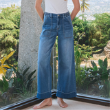 Emmie Double Cuffed Wide Leg Denim