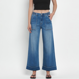 Emmie Double Cuffed Wide Leg Denim