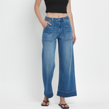 Emmie Double Cuffed Wide Leg Denim