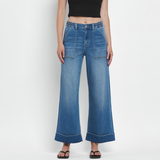 Emmie Double Cuffed Wide Leg Denim